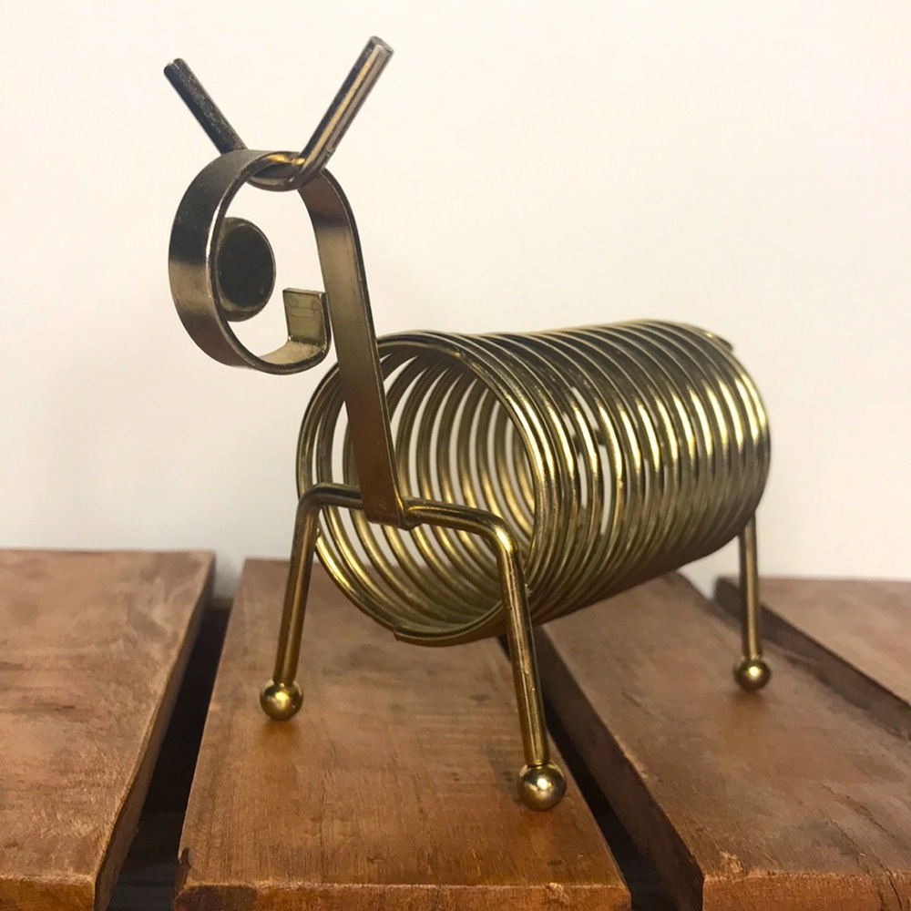 Vintage MCM Deer 🦌 Brass Spiral Mail Holder